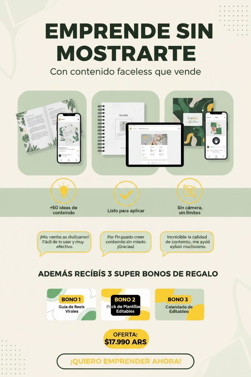 Pack Emprende Sin Mostrarte - Imagen de ventas colores suaves